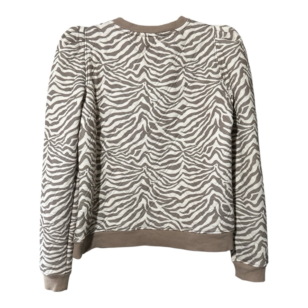 Tuckernuck Sport Quilted Zebra Print Pullover Puff Shoulders S - Picture 2 of 5